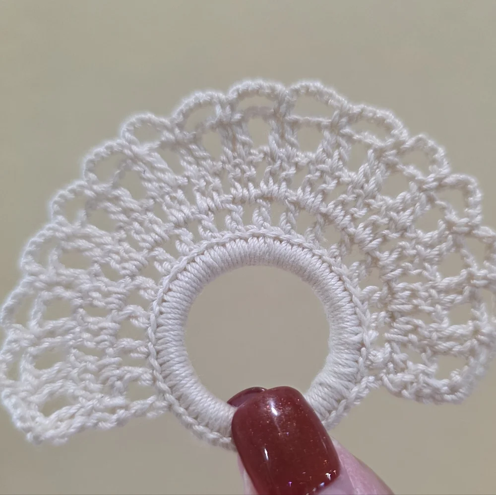 Vintage Handmade Ecru Ivory Beige Hand Crochet Napkin Rings Set of 6